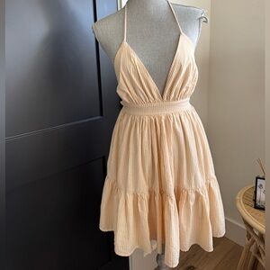 Yellow striped Halter Neck Dress